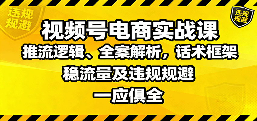视频号电商实战课：推流逻辑、全案解析，话术框架，稳流量及违规规避等-Ai创业网