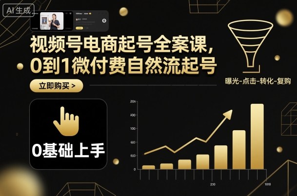 视频号电商起号全案课，0到1微付费自然流起号-Ai创业网