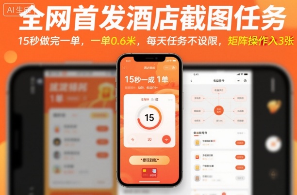 全网首发酒店截图任务，15秒做完一单，一单0.6米，每天任务不设限，矩阵操作日入3张【揭秘】-Ai创业网