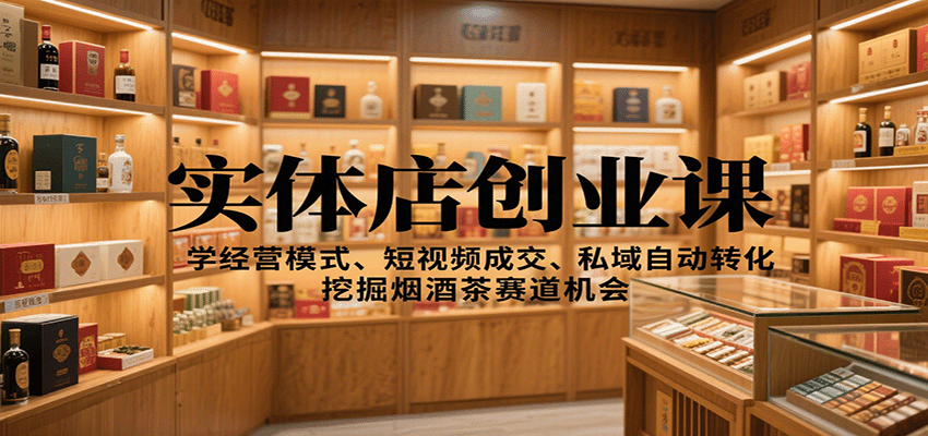 实体店创业课：学经营模式、短视频成交、私域自动转化，挖掘烟酒茶赛道机会-Ai创业网