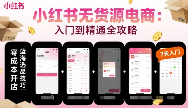 小红书无货源电商，入门到精通，开店+选品+笔记+剪辑+赛道+内容-Ai创业网