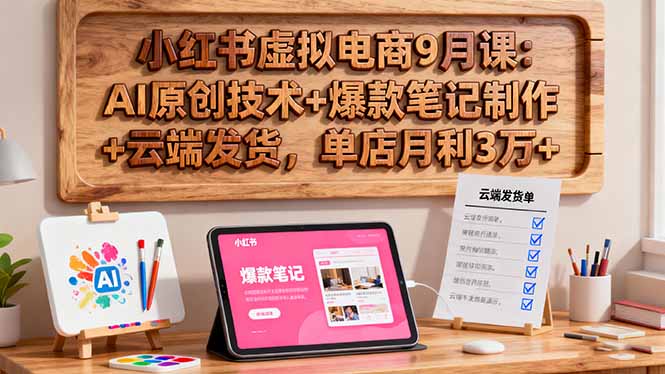 小红书虚拟电商9月课：AI原创技术+爆款笔记制作+云端发货，单店月利3万+-Ai创业网