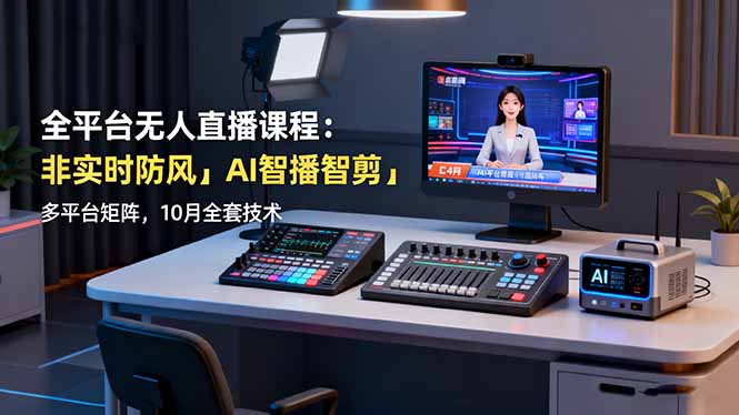 全平台无人直播课程：非实时防风＋AI智播智剪＋多平台矩阵，10月全套技术-Ai创业网