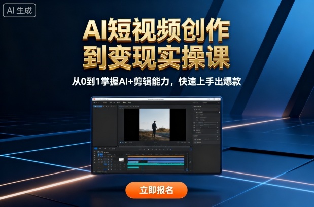 AI短视频创作到变现实操课，从0到1掌握AI+剪辑能力，快速上手出爆款(更新10月)-Ai创业网