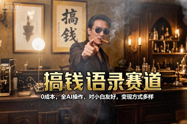 搞钱语录赛道，0成本，全AI操作，对小白友好，变现方式多样-Ai创业网