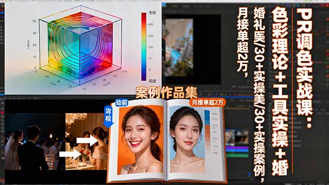 PR调色实战课：色彩理论+工具实操+婚礼医美/30+实操案例，月接单超2万-Ai创业网