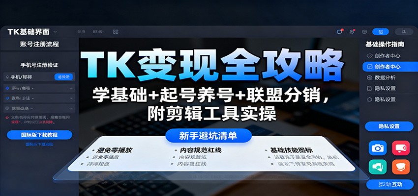TK变现全攻略：学基础+起号养号+联盟分销，附剪辑工具实操-Ai创业网
