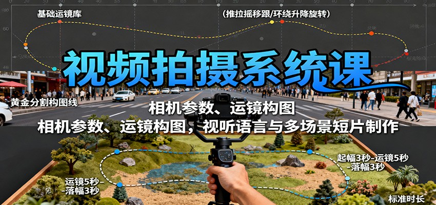 视频拍摄系统课：相机参数、运镜构图，视听语言与多场景短片制作-Ai创业网