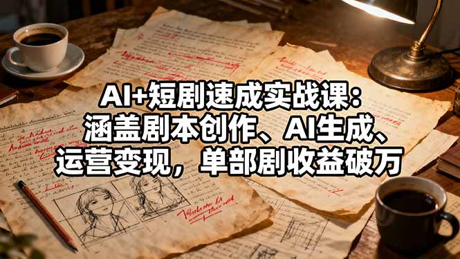 AI+短剧速成实战课：涵盖剧本创作、AI生成、运营变现，单部剧收益破万-Ai创业网