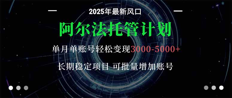 阿尔法托管计划 单账号月入3000-5000，长期稳定项目，新手小白轻松上手。-Ai创业网