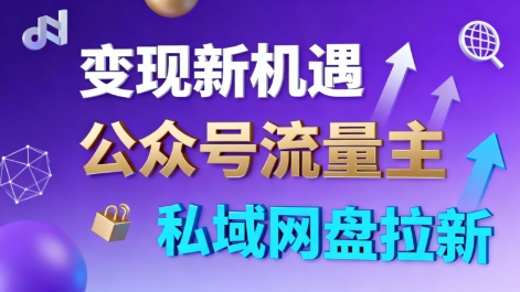 公众号流量主+私域网盘拉新，多方式变现，简单易上手，当天就有收益-Ai创业网