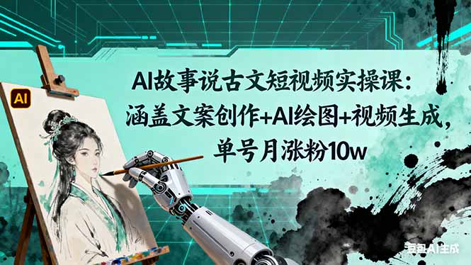 AI故事说古文短视频实操课：涵盖文案创作+AI绘图+视频生成，单号月涨粉10w-Ai创业网