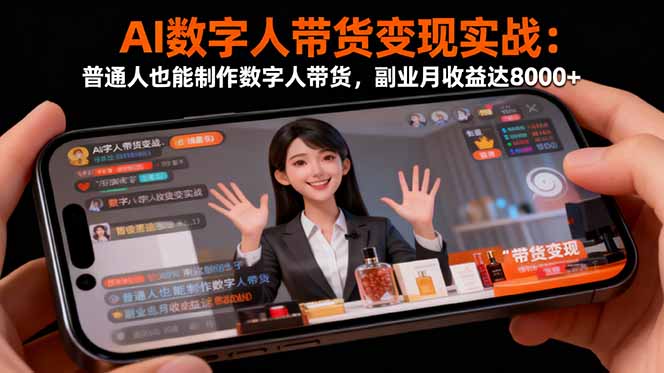 AI数字人带货变现实战：普通人也能制作数字人带货，副业月收益达8000+-Ai创业网