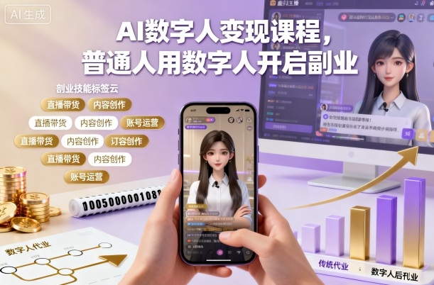 AI数字人变现课程，普通人用数字人开启副业-Ai创业网