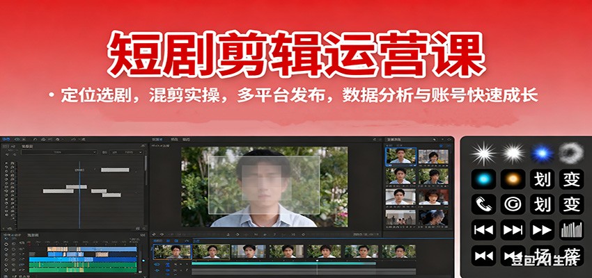 短剧剪辑运营课：定位选剧，混剪实操，多平台发布，数据分析与账号快速成长-Ai创业网