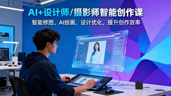 AI+设计师/摄影师智能创作课：智能修图、AI绘画、设计优化，提升创作效率-Ai创业网