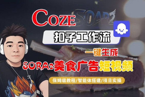 Coze扣子智能体工作流一键生成“SORA2美食广告“短视频，全流程保姆级教学-Ai创业网