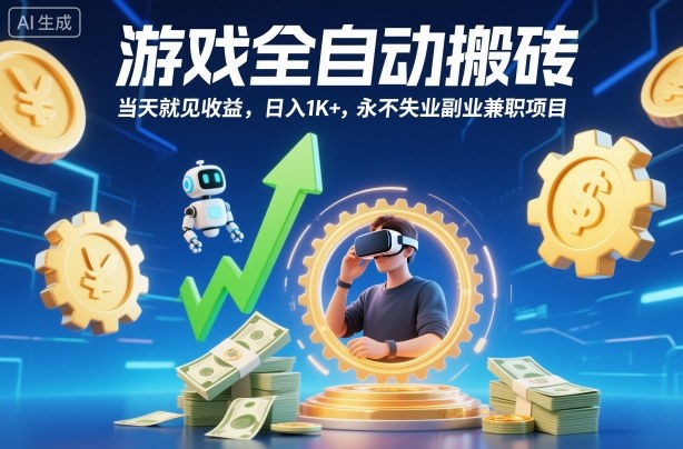 游戏全自动搬砖，当天就见收益，日入1K+，永不失业副业兼职项目【揭秘】-Ai创业网