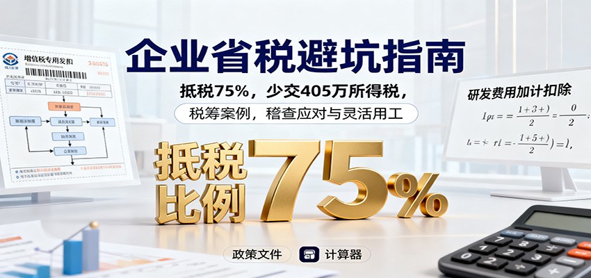 企业省税避坑指南：抵税75%，少交405万所得税，税筹案例，稽查应对与灵活用工-Ai创业网