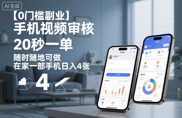 【0门槛副业】手机视频审核，20秒一单，随时随地可做，在家一部手机日入4张【揭秘】-Ai创业网