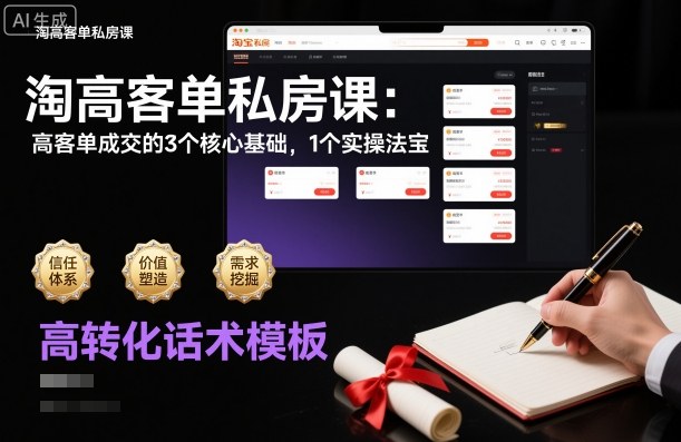 淘高客单私房课：高客单成交的3个核心基础，1个实操法宝-Ai创业网