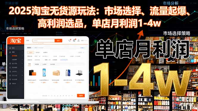 2025淘宝无货源玩法：市场选择、流量起爆、高利润选品，单店月利润1-4w-Ai创业网