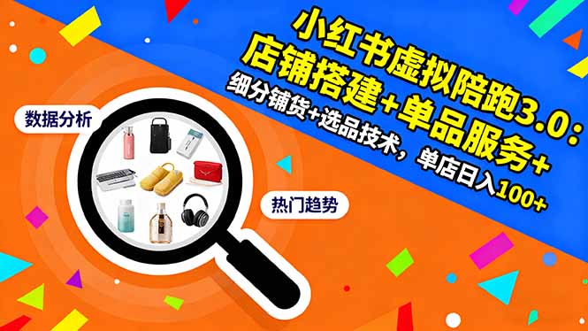 小红书虚拟陪跑3.0：店铺搭建+单品服务+细分铺货+选品技术，单店日入100+-Ai创业网