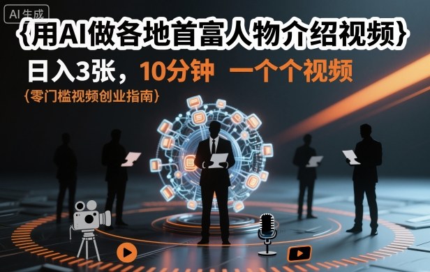 用AI做各地首富人物介绍视频，日入3张，10分钟一个视频-Ai创业网