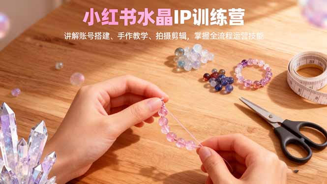 小红书水晶IP训练营，讲解账号搭建、手作教学、拍摄剪辑，全流程运营技能-Ai创业网