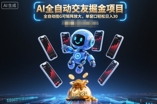 AI全自动交友掘金项目，全自动挂G可矩阵放大，单窗口轻松日入30+【揭秘】-Ai创业网