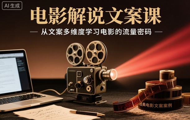 电影解说文案课，从文案多维度学习电影的流量密码-Ai创业网