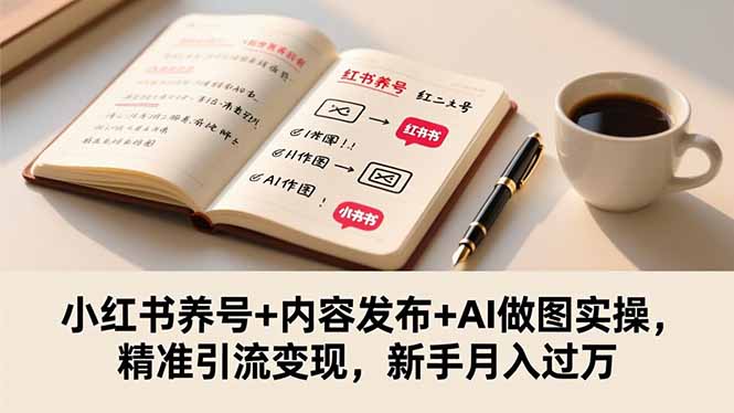 小红书养号+内容发布+AI做图实操，精准引流变现，新手月入过万-Ai创业网