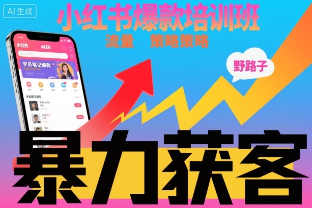 小红书爆款培训班，小红书获客野路子流量打法，暴力持续获客-Ai创业网