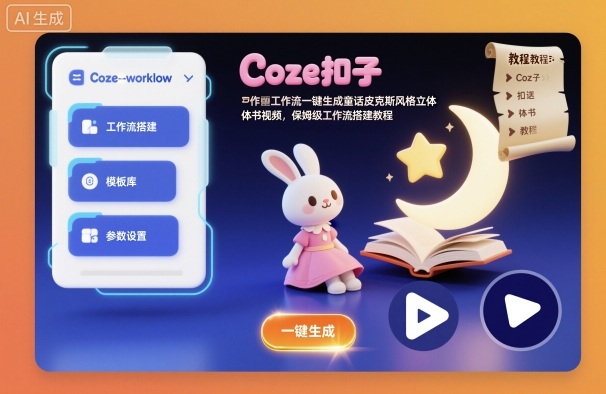 Coze扣子工作流一键生成童话皮克斯风格立体书视频，保姆级工作流搭建教程-Ai创业网