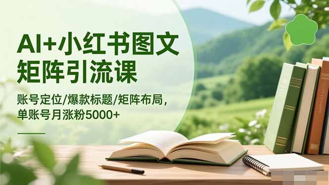 AI+小红书图文矩阵引流课：账号定位/爆款标题/矩阵布局/单账号月涨粉5000+-Ai创业网