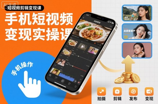 手机短视频变现实操课，短视频剪辑变现课-Ai创业网