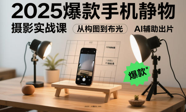 2025爆款手机静物摄影实战课，从构图到布光，不用贵设备，AI辅助出片-Ai创业网