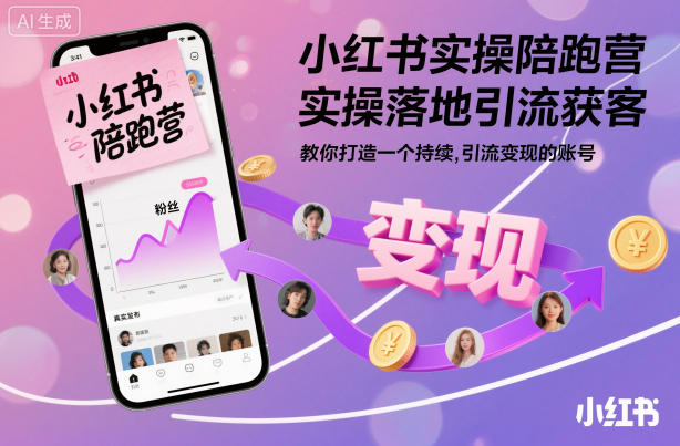 小红书实操陪跑营，实操落地引流获客，教你打造一个持续引流变现的账号-Ai创业网