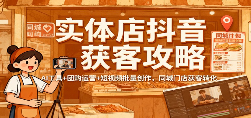 实体店抖音获客攻略：AI工具+团购运营+短视频批量创作，同城门店获客转化-Ai创业网