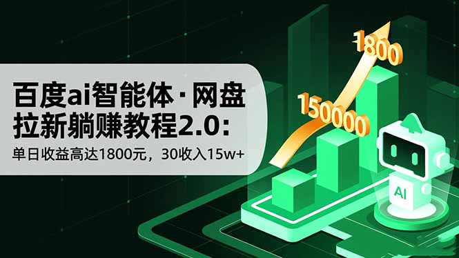 百度ai智能体·网盘拉新躺赚教程2.0：单日收益高达1800元，30收入15w+-Ai创业网