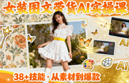 女装图文带货的AI实操课，覆盖38个实用技能，快速提升素材制作效率-Ai创业网