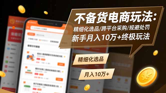 不备货电商玩法：精细化选品/跨平台采购/规避处罚，新手月入10万+终极玩法-Ai创业网
