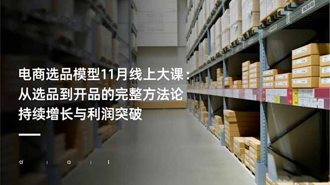 电商选品模型11月线上大课：从选品到开品的完整方法论 持续增长与利润突破-Ai创业网