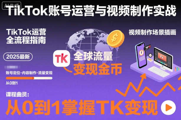 2025最新TikTok账号运营与视频制作实战全流程，从0到1掌握TK变现(含11月最新TK搬运技术)-Ai创业网