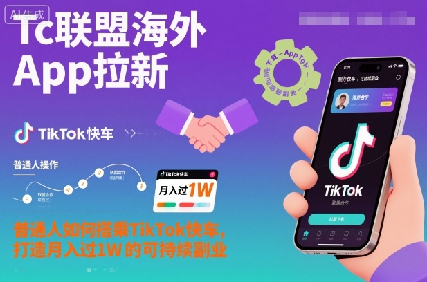 Tc联盟海外App拉新：普通人如何搭乘TikTok快车，打造月入过1W的可持续副业-Ai创业网