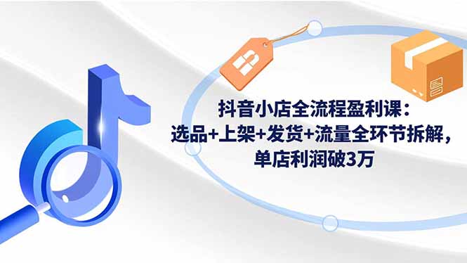 抖音小店全流程盈利课：选品+上架+发货+流量全环节拆解，单店利润破3万-Ai创业网