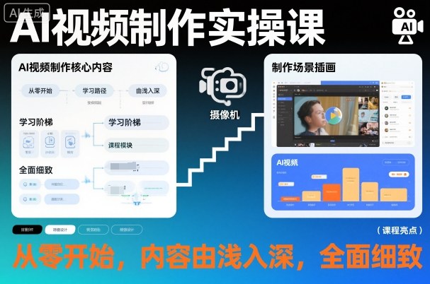 AI视频制作实操课，从零开始，内容由浅入深，全面细致-Ai创业网