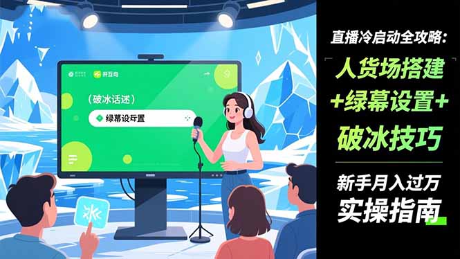 直播冷启动全攻略:人货场搭建+绿幕设置+破冰技巧，新手月入过万实操指南-Ai创业网
