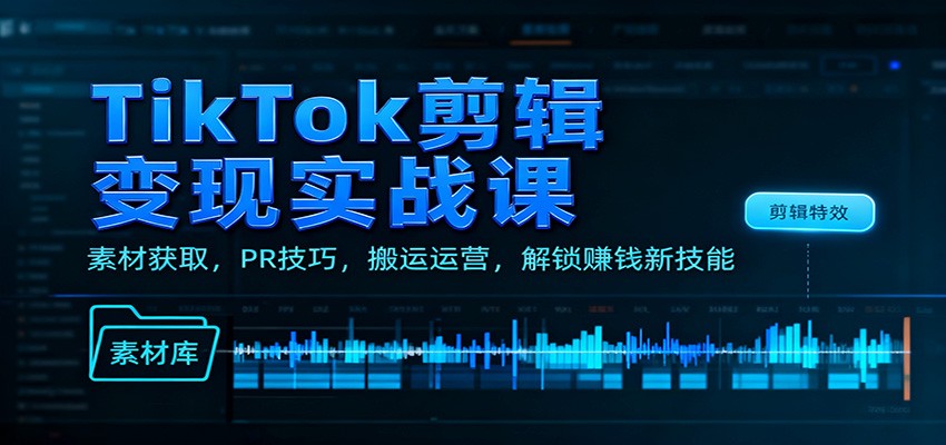 TikTok剪辑变现实战课：素材获取，PR技巧，搬运运营，解锁赚钱新技能-Ai创业网
