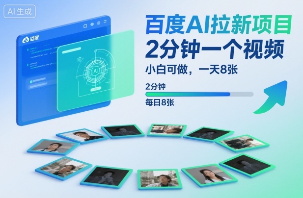 百度AI拉新项目，2分钟一个视频，小白可做，一天8张【附案例+保姆级教程】-Ai创业网